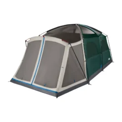Coleman Skylodge™ 12-Person Camping Tent With Screen Room, Evergreen -Outdoor Camping Store 12P CbnCnvetnlExtrnlScrnRm EG 1 FrontAngleRight FlyOff WindowsUp