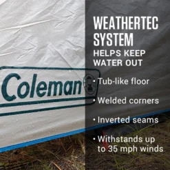 Coleman 6-Person Cabin Tent With Enclosed Weatherproof Screened Porch, Evergreen 11 Coleman 6-Person Cabin Tent With Enclosed Weatherproof Screened Porch, Evergreen -Outdoor Camping Store 2000035607 Congaree ATF 3 1 1