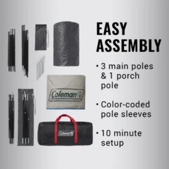 Coleman 6-Person Cabin Tent With Screened Porch, Evergreen -Outdoor Camping Store 2000035607 Congaree ATF 6 1