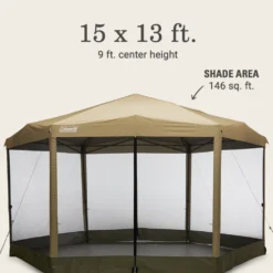 Coleman Back Home™ 15 X 13 Screen Canopy Tent -Outdoor Camping Store 2156412 ShelterBackhome15x13 LightOak ATF7