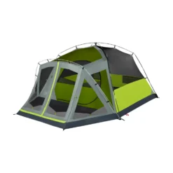 Coleman Skydome™ 4-Person Camping Tent With Screen Room, Rock Grey 15 Coleman Skydome™ 4-Person Camping Tent With Screen Room, Rock Grey -Outdoor Camping Store 4P DmScrnPrch RckGry 2 FrontAngleLeft FlyOff WindowsDown