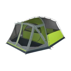 Coleman Skydome™ 6-Person Camping Tent With Screen Room, Rock Grey -Outdoor Camping Store 8P DmScrnPrch RckGry 2 FrontAngleLeft FlyOff WindowsDown