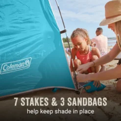 Coleman Skyshade™ Small Compact Beach Shade, Caribbean Sea -Outdoor Camping Store Coleman 2000037508 Skyshade CaribbeanSea ATF5