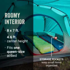 Coleman Skydome™ 4-Person Camping Tent With Full-Fly Vestibule, Evergreen -Outdoor Camping Store Coleman 2000037516 Skydome FullFlyVest 4P ATF6