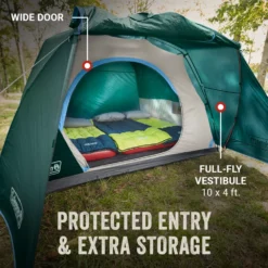 Coleman Skydome™ 6-Person Camping Tent With Full-Fly Vestibule, Evergreen -Outdoor Camping Store Coleman 2000037518 Skydome FullFlyVest 6P ATF3
